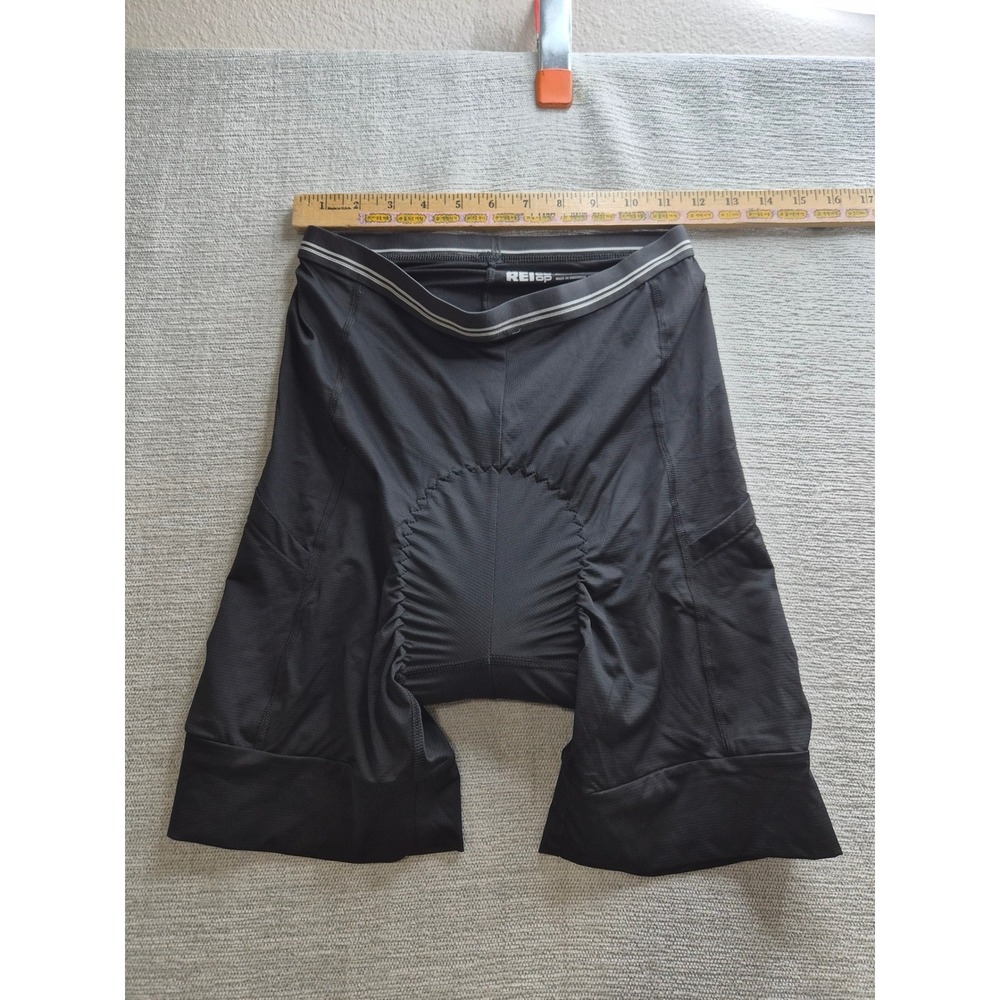 REI Co op Padded Cycling Liner Shorts Mens Medium Black Stretch Elastic Waist